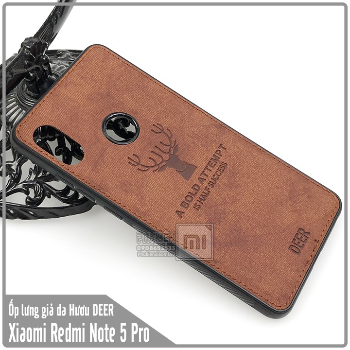 Ốp lưng Xiaomi Redmi Note 5 / Note 5 Pro giả da con hươu DEER - Nhựa dẻo TPU