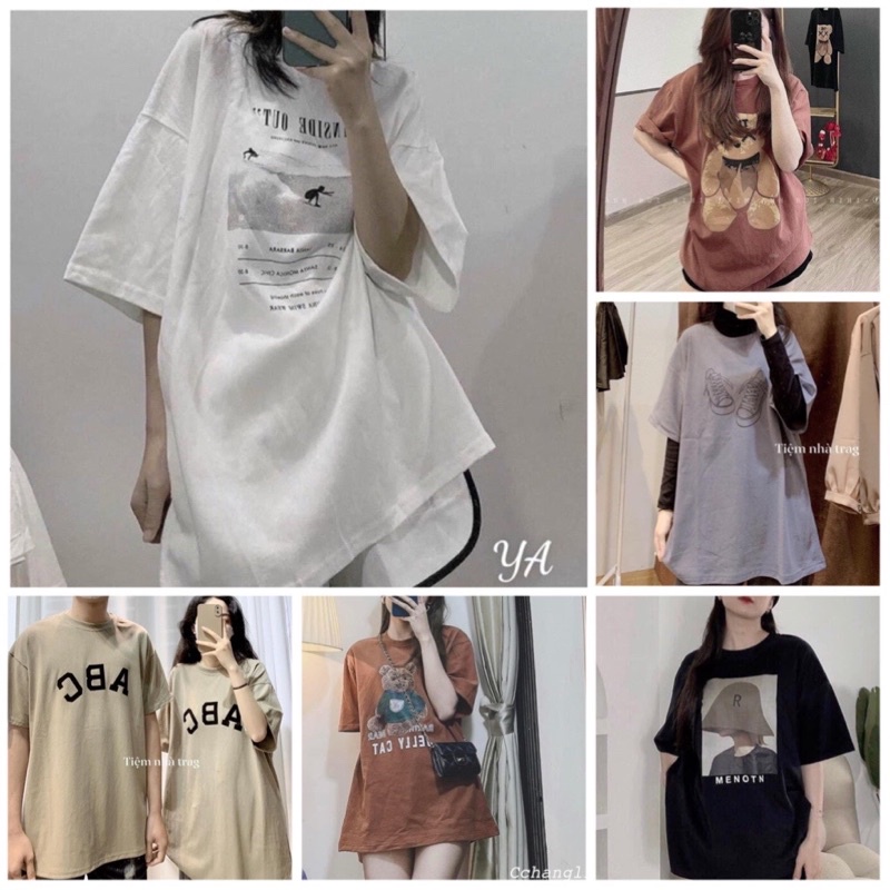[Xả Kho 02]Áo Thun Tay Lỡ Unisex Nam Nữ-Áo Phông Form Rộng Cổ Tròn, Mặc Lớp, Nhóm, Cặp In Hình Freesize &lt;65kg
