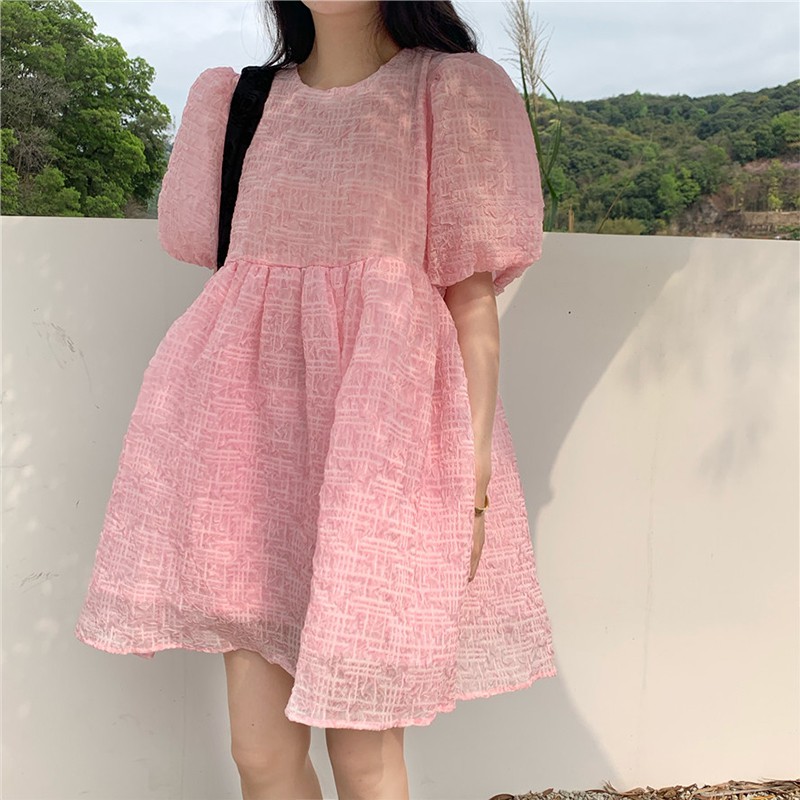 sẵn JANE'S Đầm babydoll Pinky xoè bồng bềnh cực xinh voan cánh hoa anh đào C047 3 ảnh thật cuối