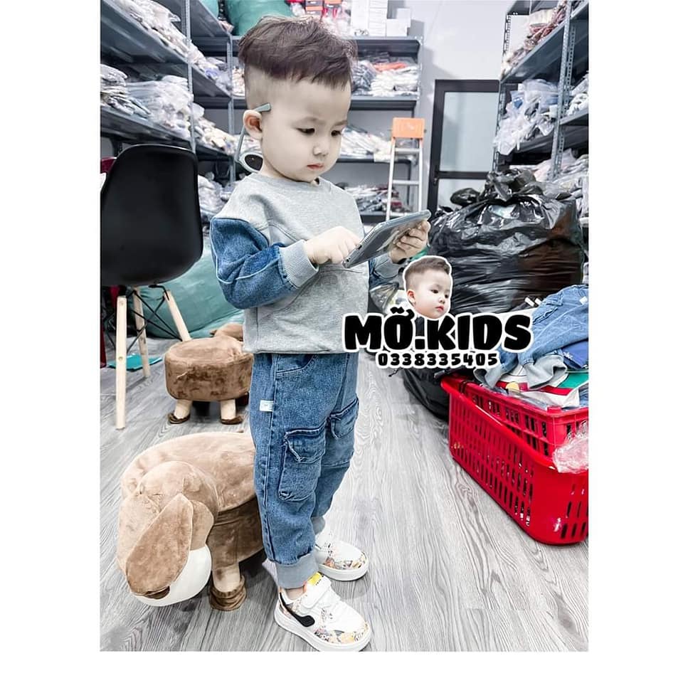 Sét thể thao quần jean túi hộp cho bé