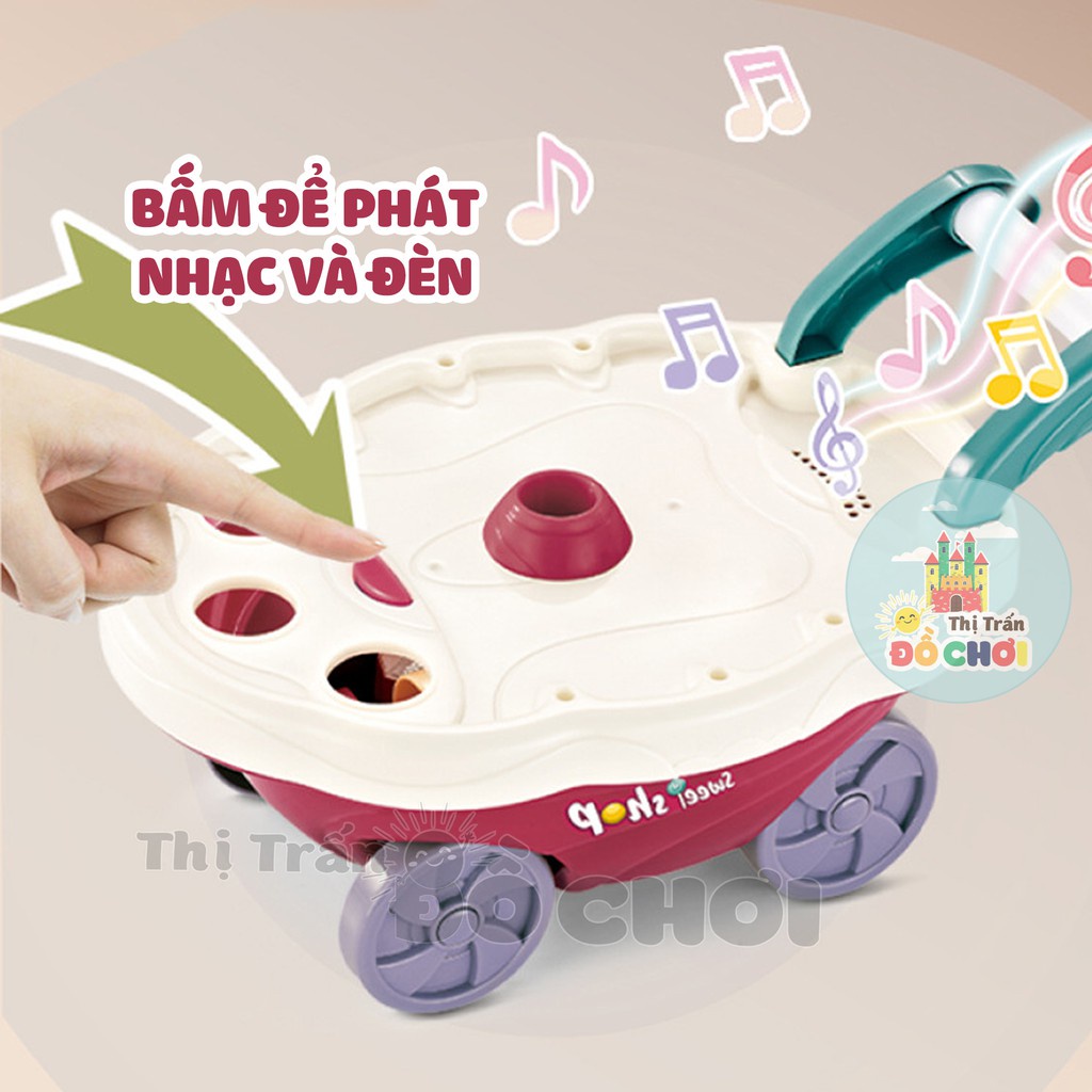 Đồ Chơi Xe Đẩy Kem Xe Bán Kem Cho Bé Có Đèn Nhạc 2 Tầng 30 Chi Tiết Đồ Chơi Đồ Hàng Cho Bé - BỐ KHỦNG LONG