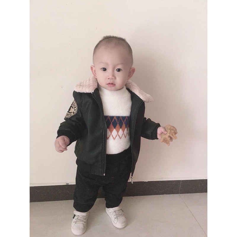 Áo khoác da lót lông bé trai PARIS K&K 8-44kg Thời Trang Baby boy Quảng Châu