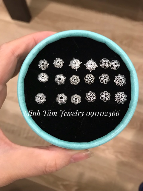 Chụp hạt đá phong thủy bạc Thái S925, Mũ chụp hạt đá vòng tay đá-Minh Tâm Jewelry