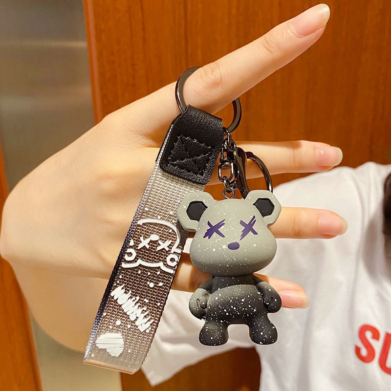 Móc khóa da Asta Accesories màu bạc xanh cao cấp chết liệu Titan chống gỉ - Móc Khóa BearX