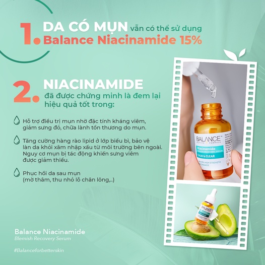 Tinh Chất Balance Niacinamide Blemish Recovery Serum Calm &amp; Clear - 30ml