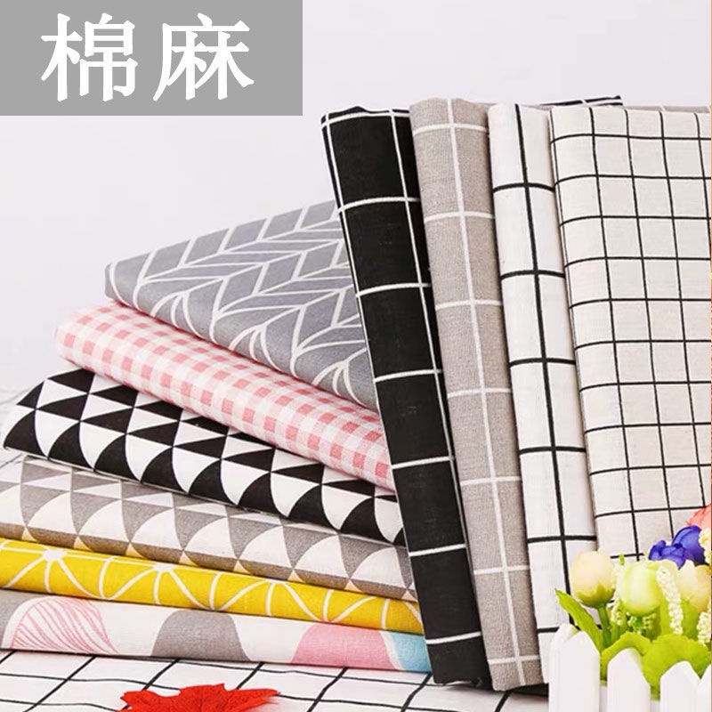 Khăn trải bàn hình chữ nhật vải lanh cotton họa tiết sọc caro phong cách Bắc âu cao cấp