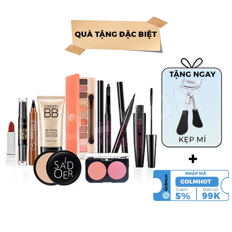 Bộ trang điểm đầy đủ chuyên nghiệp 10 món, Set makeup combo mỹ phẩm cho nàng tự tin toả sáng Golmon