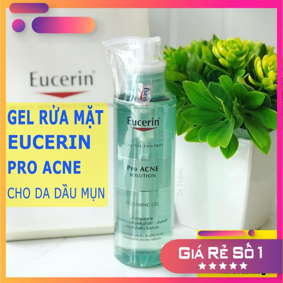 ✅[CHÍNH HÃNG] Sữa Rửa Mặt Eucerin Cho Da Dầu Mụn- Eucerin Pro ACNE Solution Cleansing Gel 200ml Acne Oil Control Proacne