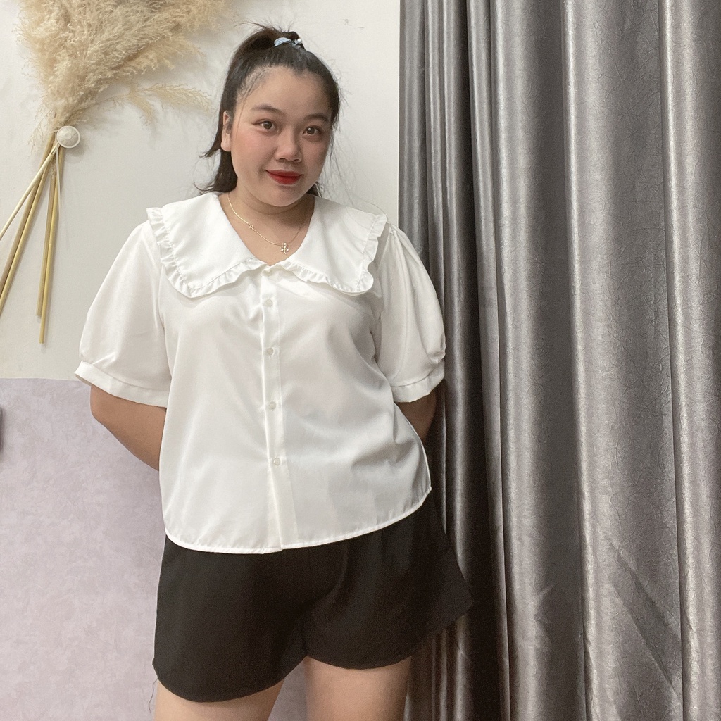 Set Bộ Nữ Áo Sơ Mi Bigsize Phối Quần Short Ống Rộng Lên Phom Tôn Dáng Che Bụng Cực Xinh MÃ SET3