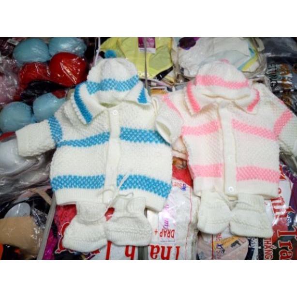 free ship Sét Combo 3 Món Áo Len Baby ( Áo + Nón + Vớ )