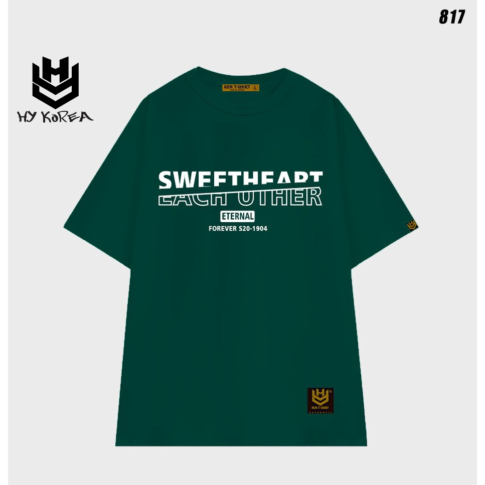 Áo thun basic unisex form rộng nam nữ tay lỡ Sweetheart 817 HY KOREA