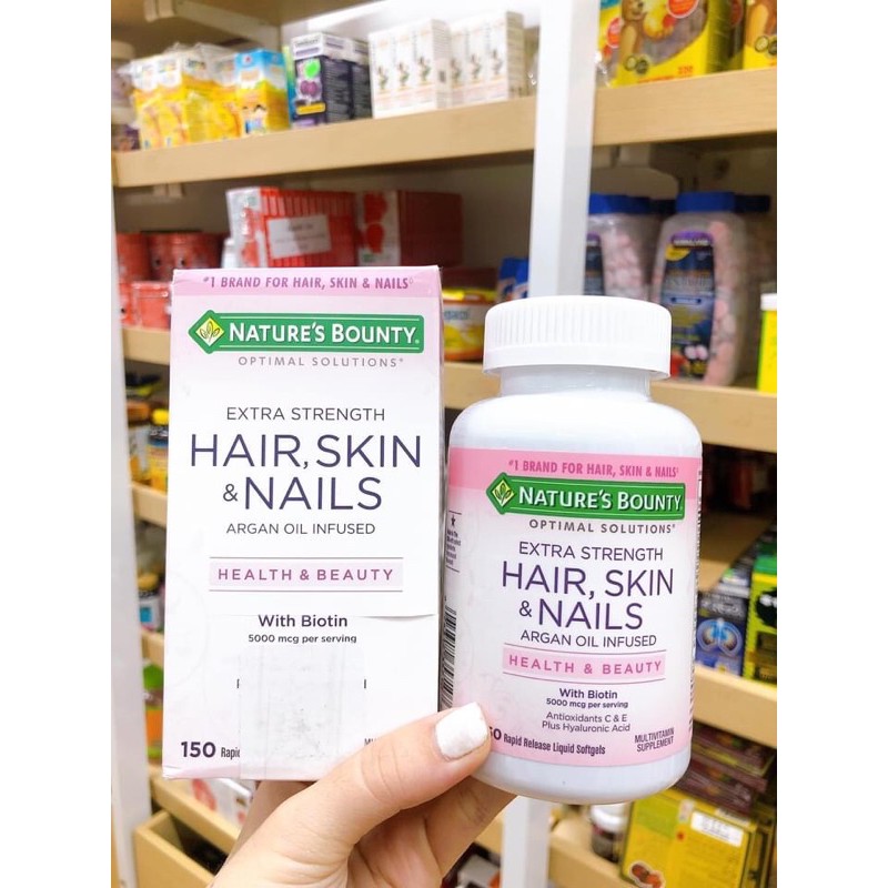 Đẹp da móng tóc Extra Strength Hair skin nail Nature's Bounty 250v (Date 3/2022)