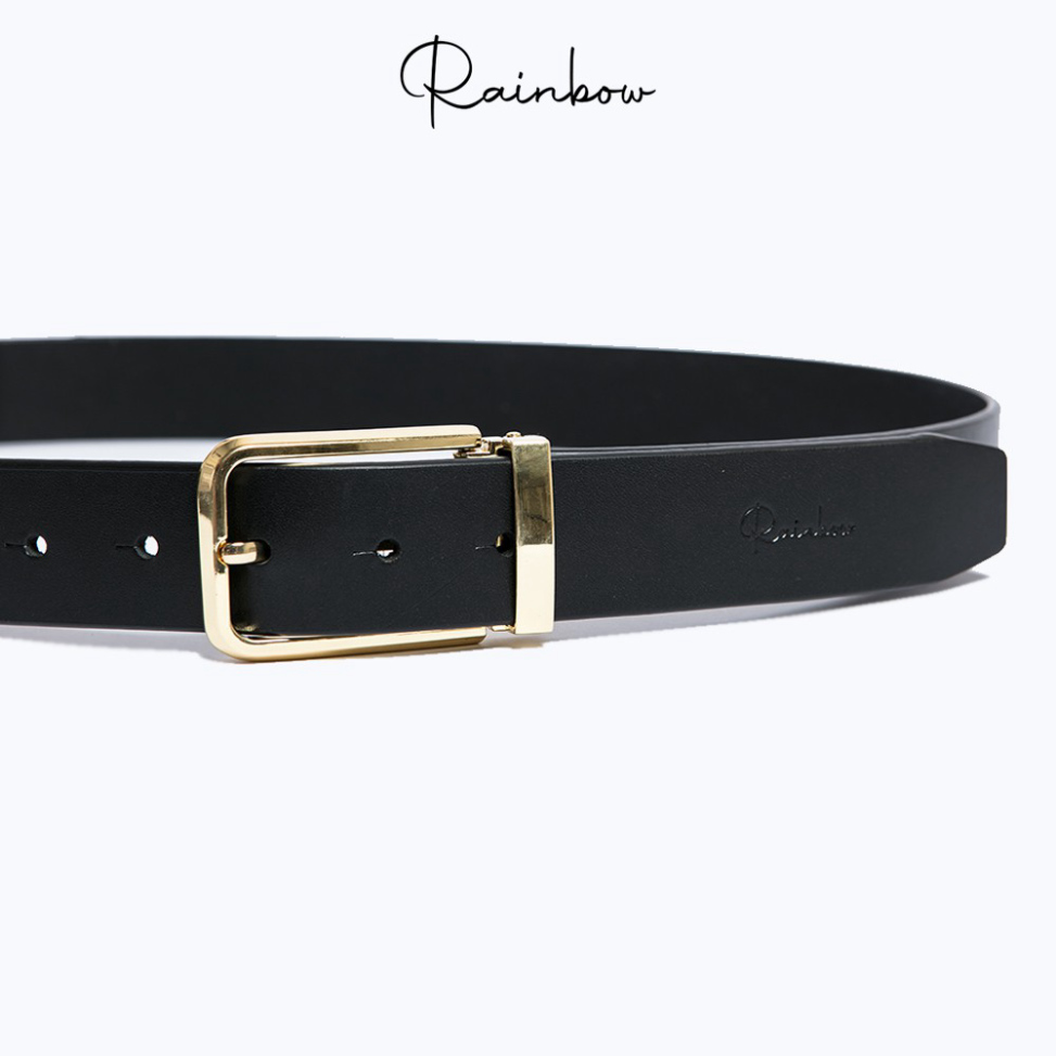 Thắt lưng nam Gent da bò thật nhập khẩu từ Italy, chất liệu mặt hợp kim mạ cao cấp BELT003|Chính hãng RAINBOW