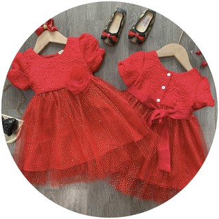 Váy công chúa ren đỏ, đầm công chúa cho bé gái V2 - HanK Kids