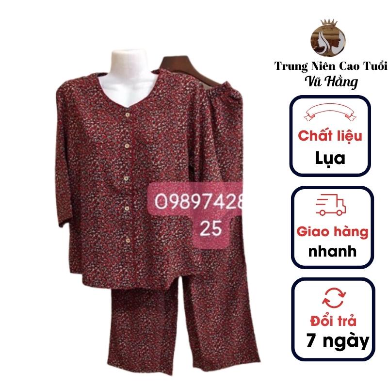 Đồ bộ trung niên sang trọng, bộ quần áo trung niên cao cấp dài tay cho người lớn tuổi vải lụa mềm mịn thoáng mát