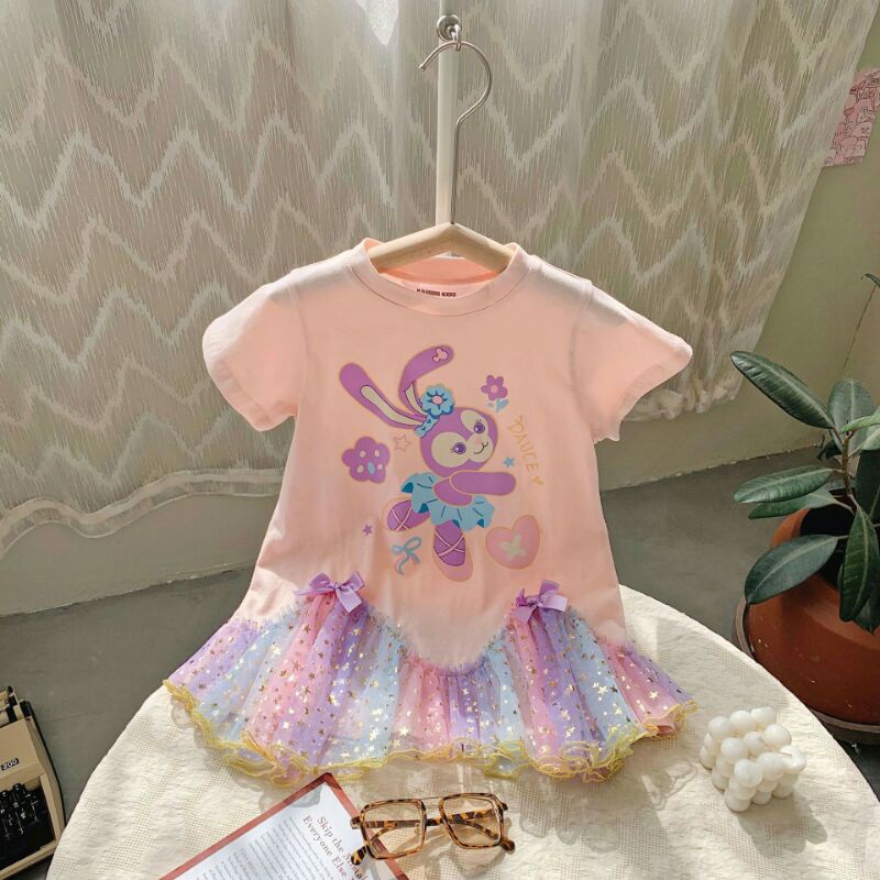 Váy hồng phối ren bé gái style kẹo ngọt (còn size 7-9kg)