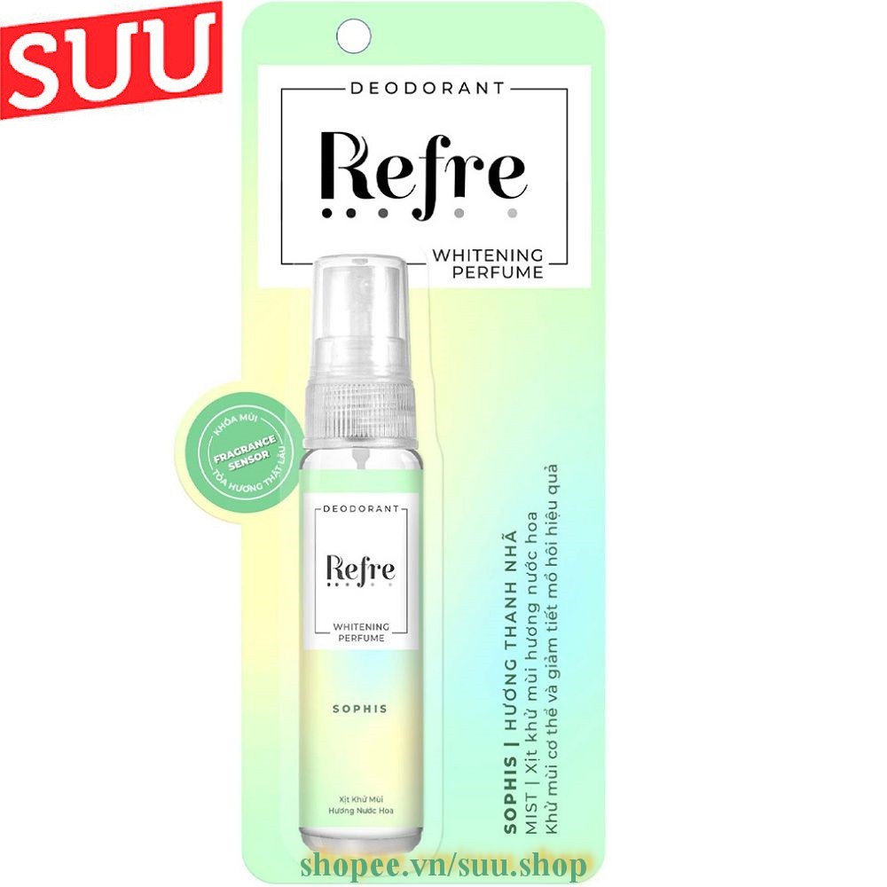 Xịt Khử Mùi Refre 30Ml Dưỡng Sáng Da Với Nhiều Hương Thơm Giúp Bạn Dễ Lựa Chọn Hơn, suu.shop Cam Kết 100% Chính Hãng.