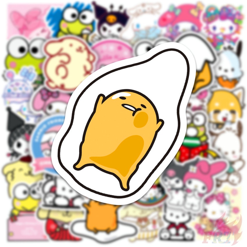 Set 100 nhãn dán hoạt hình nhân vật Sanrio Kawaii mix Q Melody Kuromi Kerokero Keroppi Cinnamoroll Hello Kitty DIY