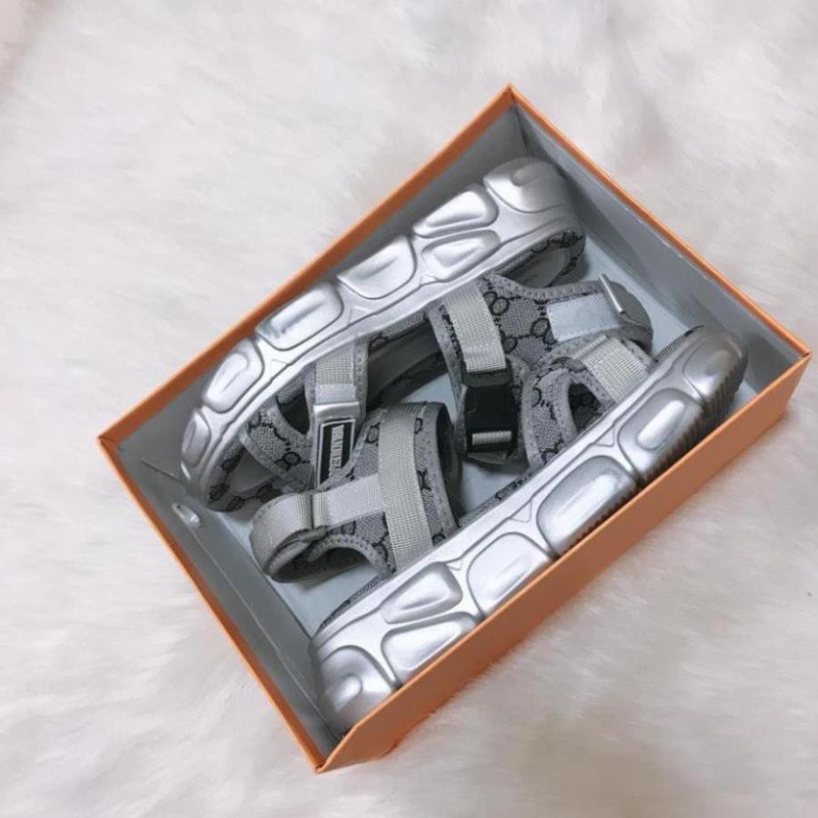 Giày Sandal Nữ, Sandal Nữ Đế Xuồng Cao 3 Cm Phối Họa Tiết Màu Xám Siêu Xinh Hàng QC Fullbox Êm Mềm Đế Nhẹ Chuẩn Size