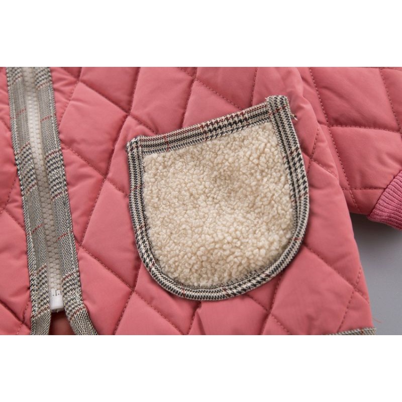 Áo Khoác Phao Thu Đông Unisex Cho Bé , Kiểu Dáng Bomber khóa kéo hai túi đắp