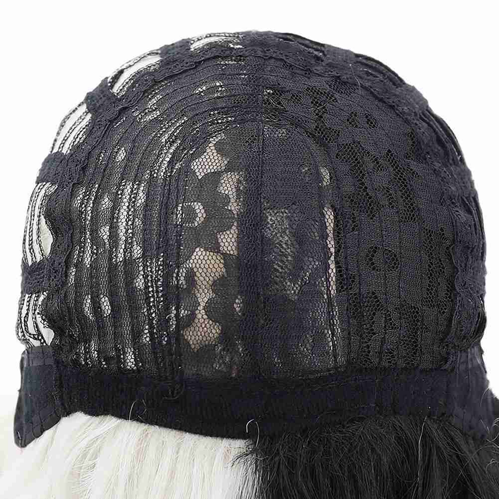 Tóc Giả Nửa Đầu Màu Trắng Đen Hóa Trang Cruella N5Q9