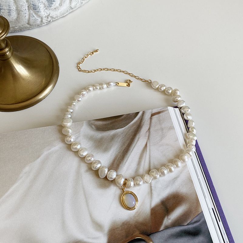 Dây chuyền chocker nữ - Vòng cổ nữ chocker ngọc trai nhân tạo hạt đá Vintage Vườn Trang Sức VTS DC0122