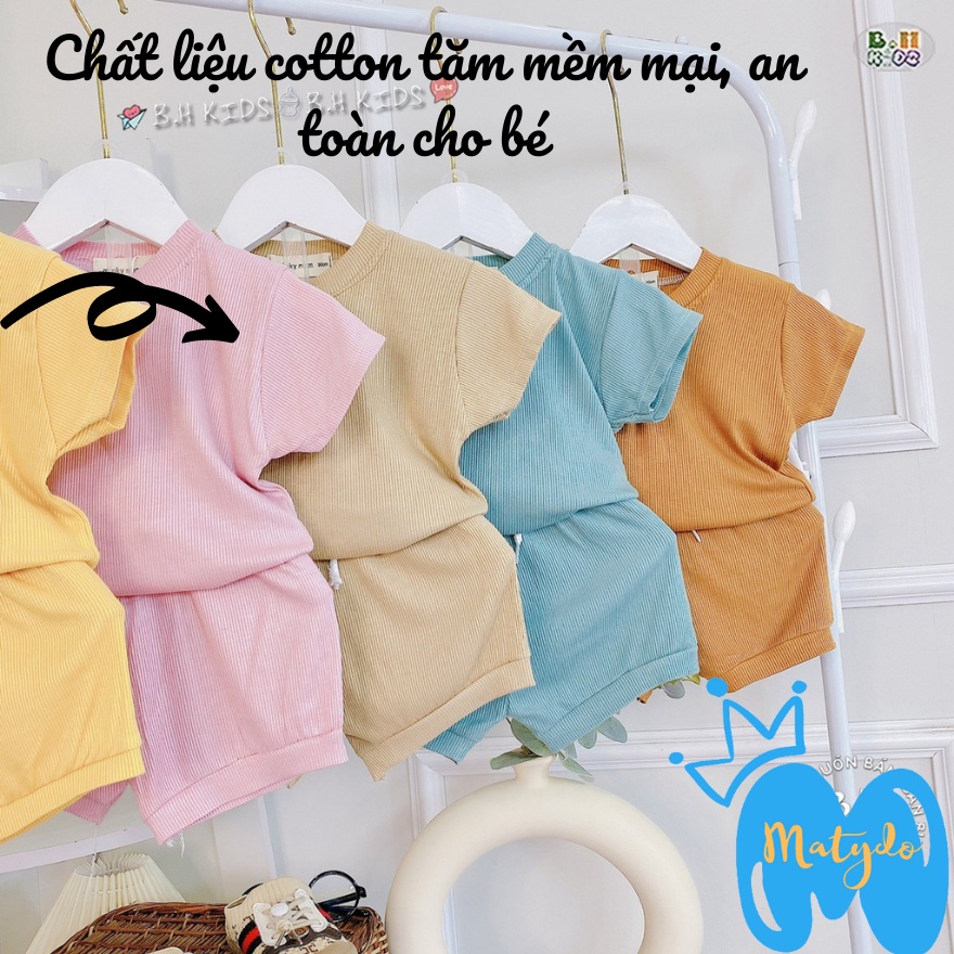 Bộ quần áo bé trai bé gái cộc tay cotton tăm cúc mềm mịn thấm hút mồ hôi cho trẻ 5-15kg