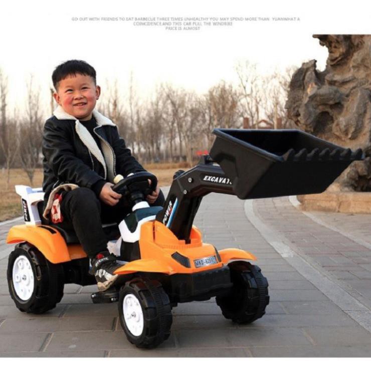 [Freeship] Xe cẩu điện tự lái đồ chơi vận động cho bé động cơ 6V7AH (Cam-Đỏ-Xanh) SP tốt an toàn cho bé