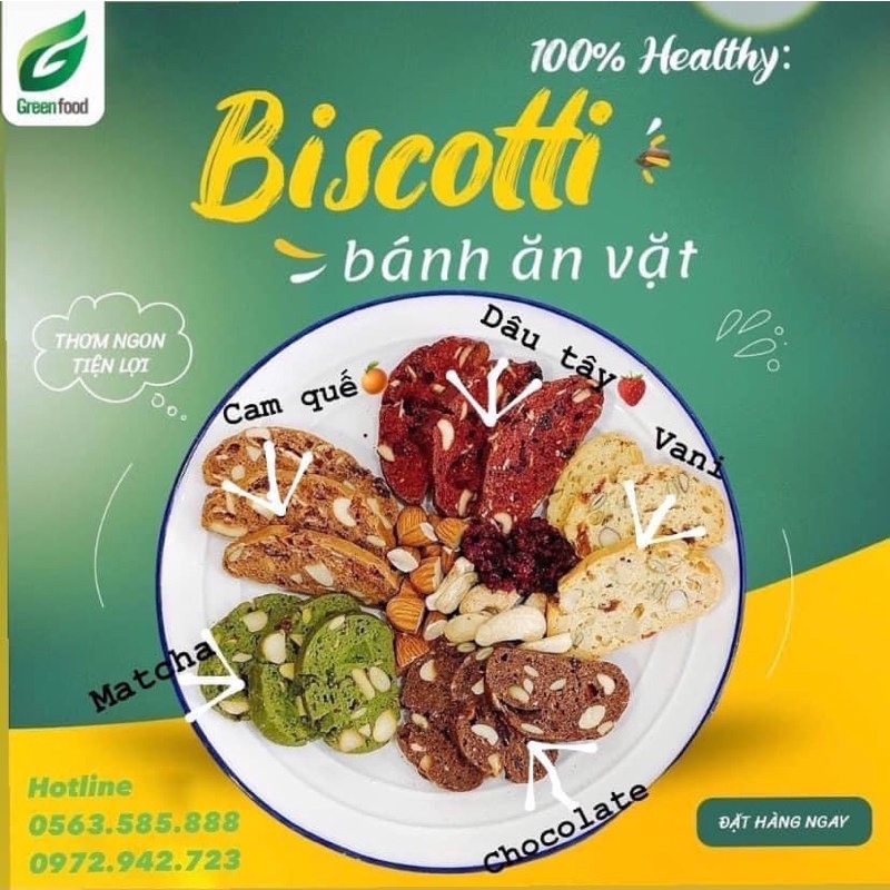 COMBO/ Hũ Biscotti Cao Cấp 300gr và Thanh Gạo lứt 250gr Thương hiệu Greenfood Hỗ Trợ Ăn Kiêng, Giảm Cân Tiện Lợi, TKiệm