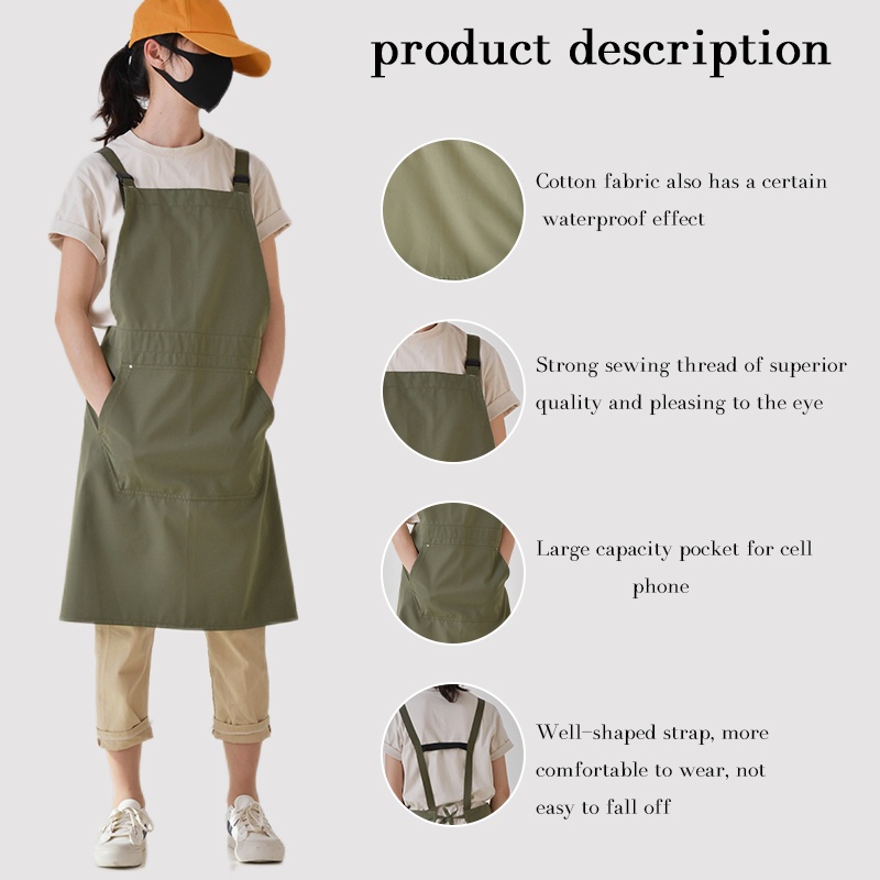 Tạp Dề Cotton Chống Thấm Nước Phong Cách Nhật Hàn Dành Cho Nhân Viên Phục Vụ Nhà Hàng