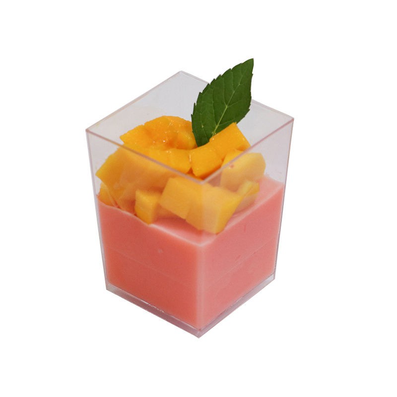 Cốc Nhựa Trong Suốt Hình Vuông Đựng Kem / Bánh Pudding / Mousse / Trái Cây