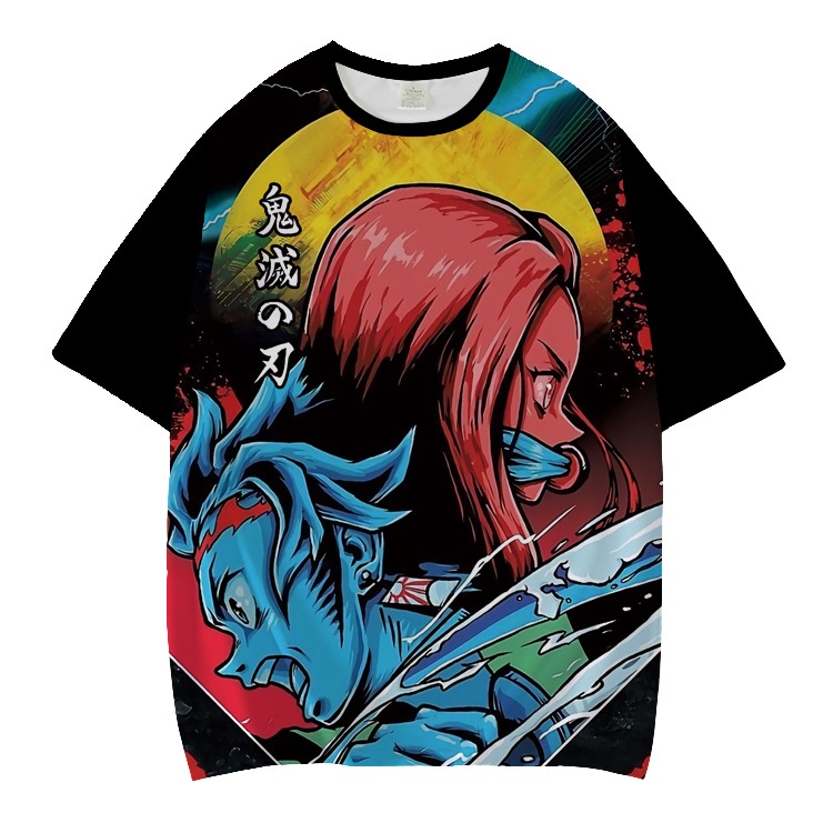 Áo Thun Tay Ngắn Cổ Tròn In Hình Anime Tanjirou Nezuko Merchandise Thời Trang Mùa Hè Cho Nam Và Nữ