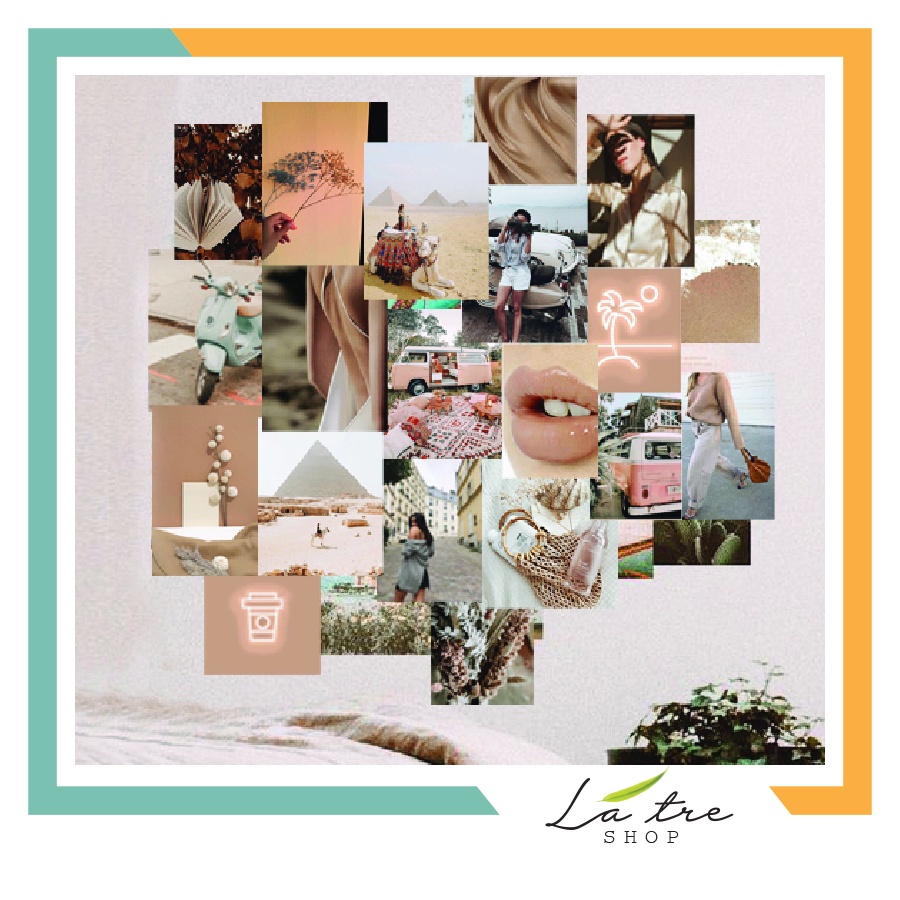 Wall collage decor vintage sticker dán tường cute decal theme Be Mẫu 2 1302