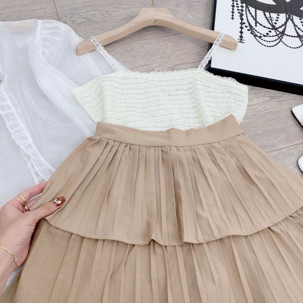 [ 𝐅𝐑𝐄𝐄 𝐒𝐇𝐈𝐏 ] SÉT REN BÈO 3 MÓN MIX CHÂN VÁY XẾP LI 3 TẦNG XINH XẮN