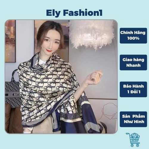 Khăn lụa choàng quàng cổ dáng dài đi biển Hot Trend họa tiết thanh lịch nhẹ nhàng size180x90 làm áo choàng