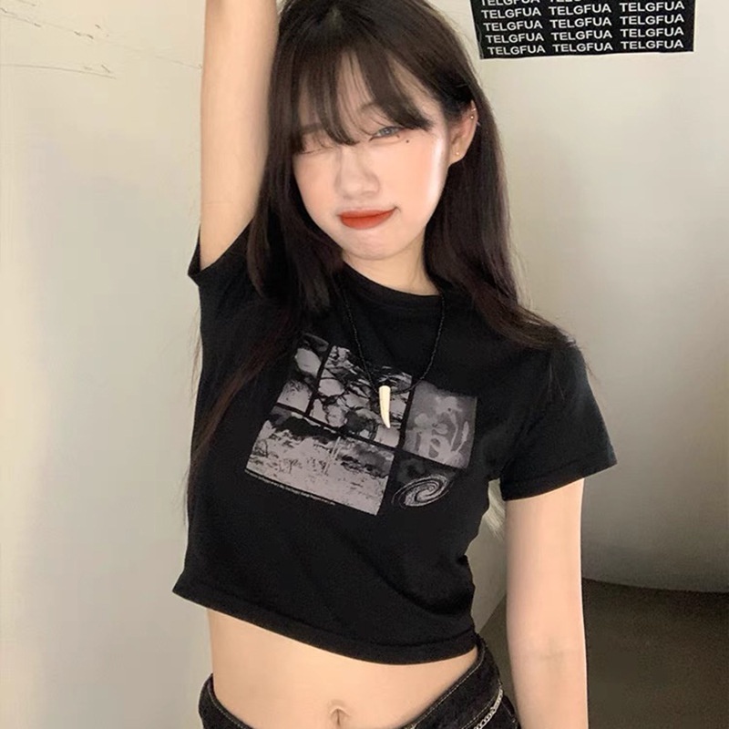 Áo thun croptop MMIOT Y2K phong cách harajuku thập niên 90s thời trang mùa hè