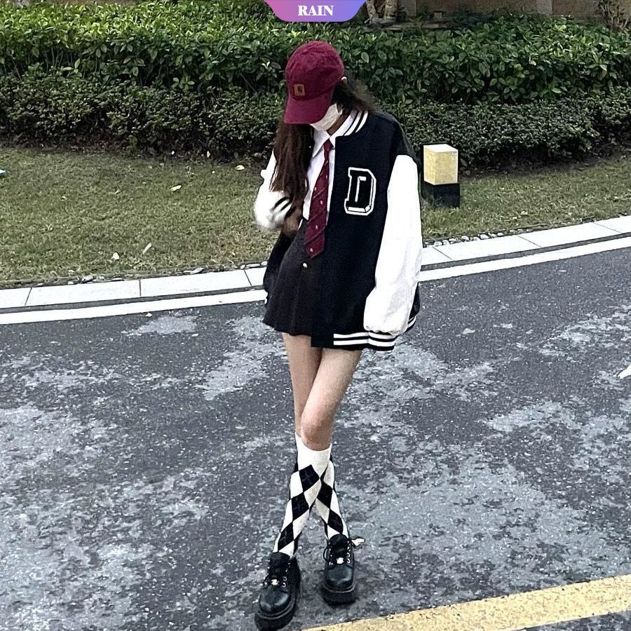 Áo Khoác Bóng Chày Thêu Họa Tiết Hoạt Hình Mèo Hello Kitty Dễ Thương Phong Cách Harajuku Có Khóa Kéo Cho Nữ