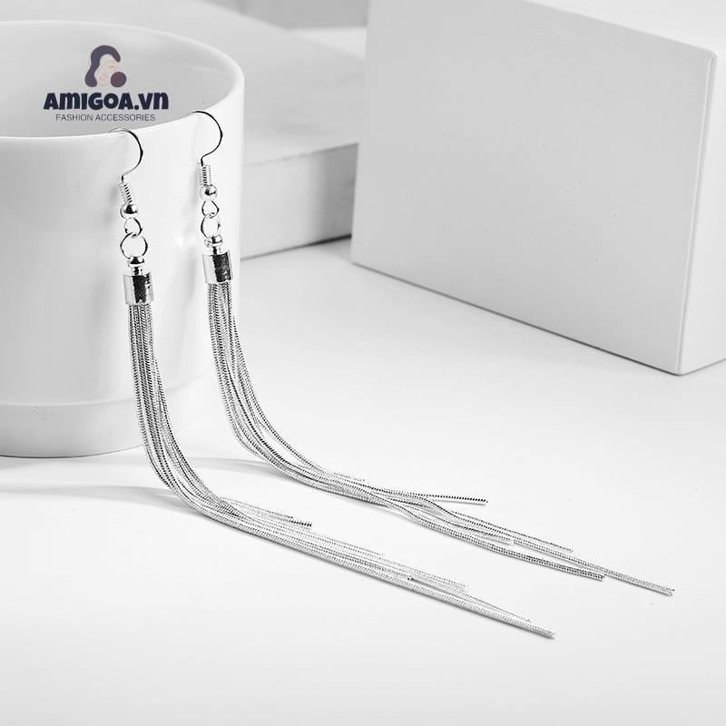 Bông Tai Dáng Dài Phối Tua Rua Đơn Giản Sáng Tạo Cho Nữ