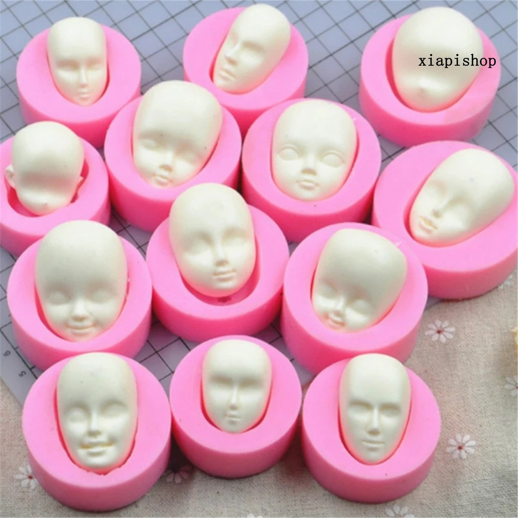 Khuôn Silicon Tạo Hình Mặt Búp Bê Diy Trang Trí Bánh