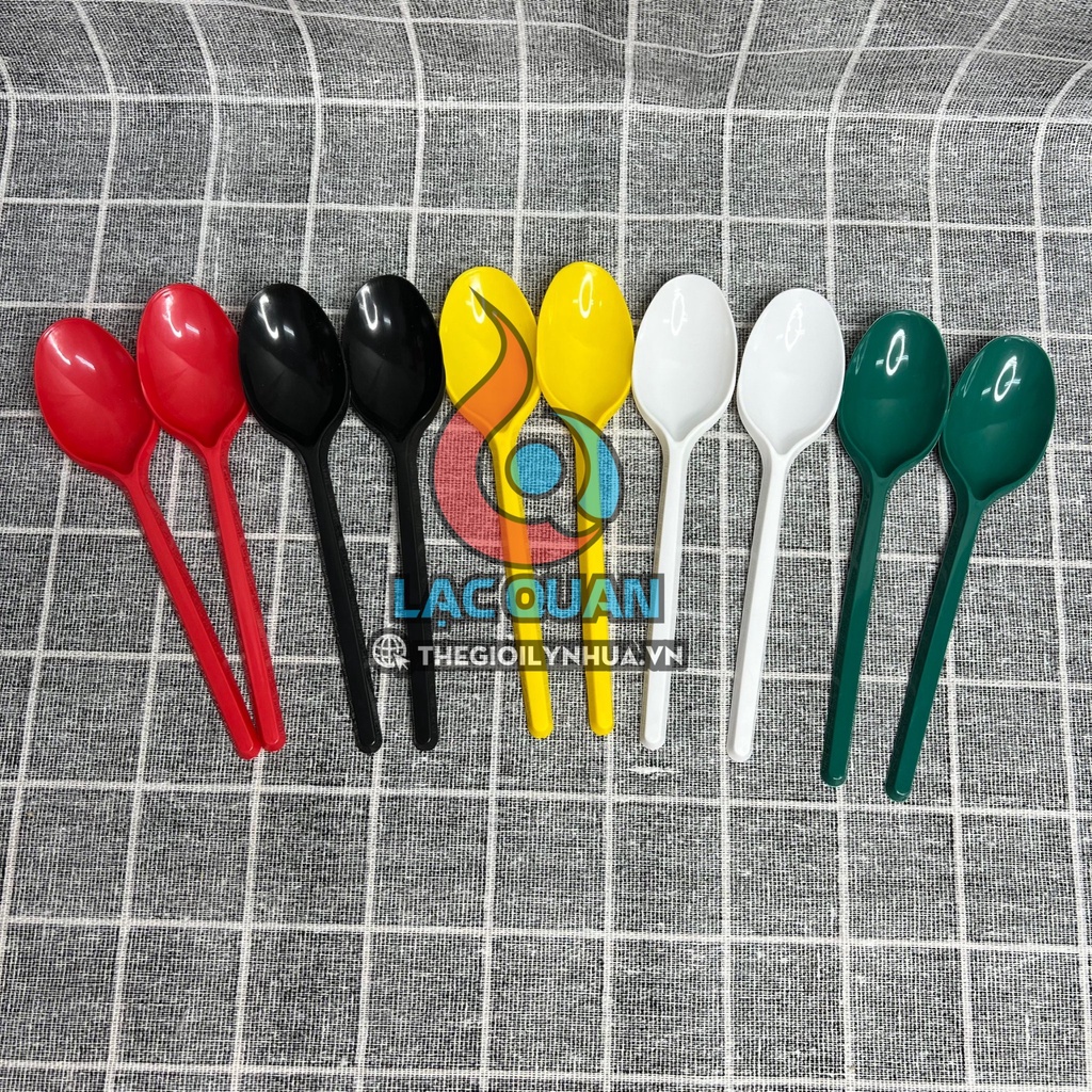 50 Thìa nhựa dùng một lần, thìa nhựa trà sữa đủ màu, muỗng nhựa cao cấp dùng trong quán ăn và quán trà sữa