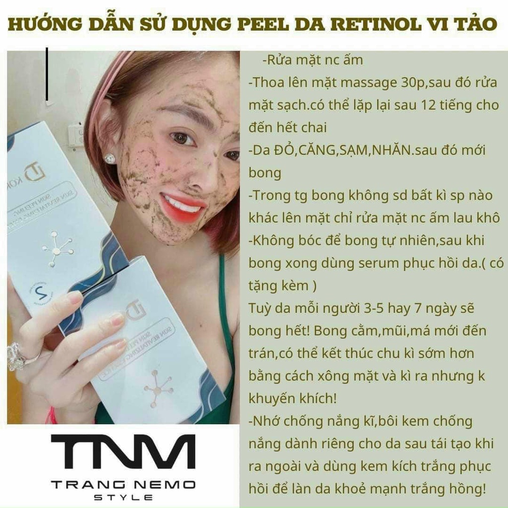 Peel da Vi Tảo Retinol + Kem Face và Kem chống nắng DKOREA