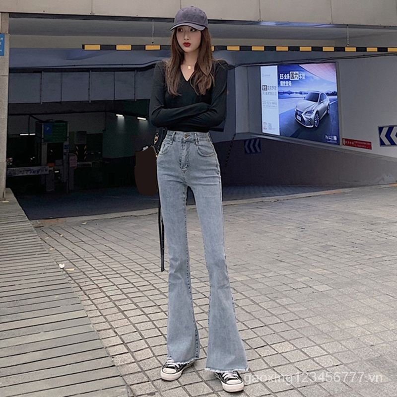 2021 Quần Jeans Dài Ống Loe Thời Trang Dành Cho Nữ