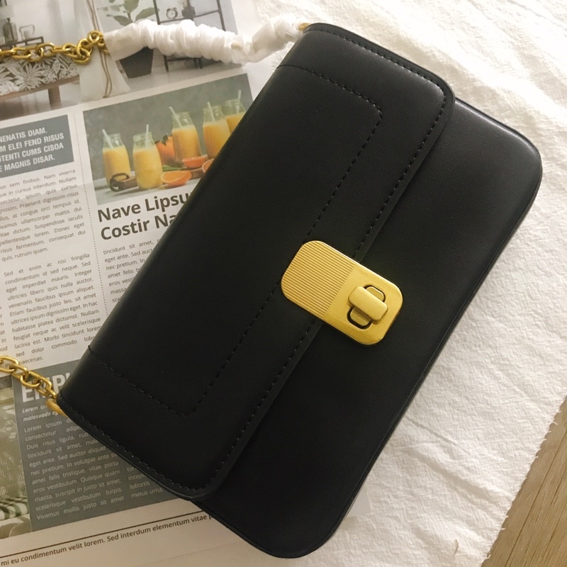 Túi kẹp nách đeo chéo nữ cnk size 22cm dây xích đồng khóa xoay thiết kế phím đàn