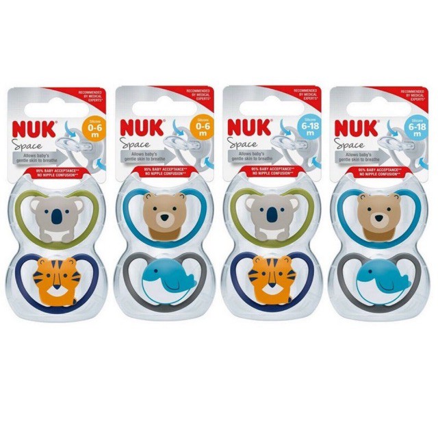 Bộ 2 ti giả Silicone Nuk Space S1/S2/S3