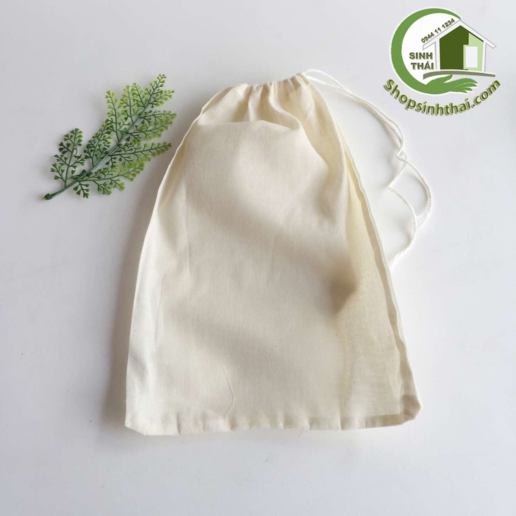 Túi lọc bằng vải cotton lanh màu kem - túi lớn 20x30cm - túi lọc bã làm sữa, lọc cafe, trà, túi đựng làm giò chả hấp