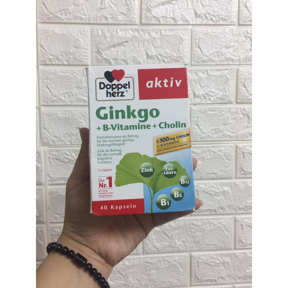 Viên Uống Bổ Não Hàng Đức Doppelherz Aktiv Ginkgo + vitamin B + Cholin 40 viên