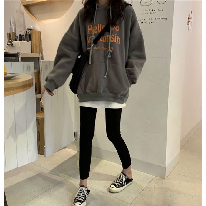 Áo Nỉ Nữ Dài Tay Có Mũ Thời Trang Hàn Mới