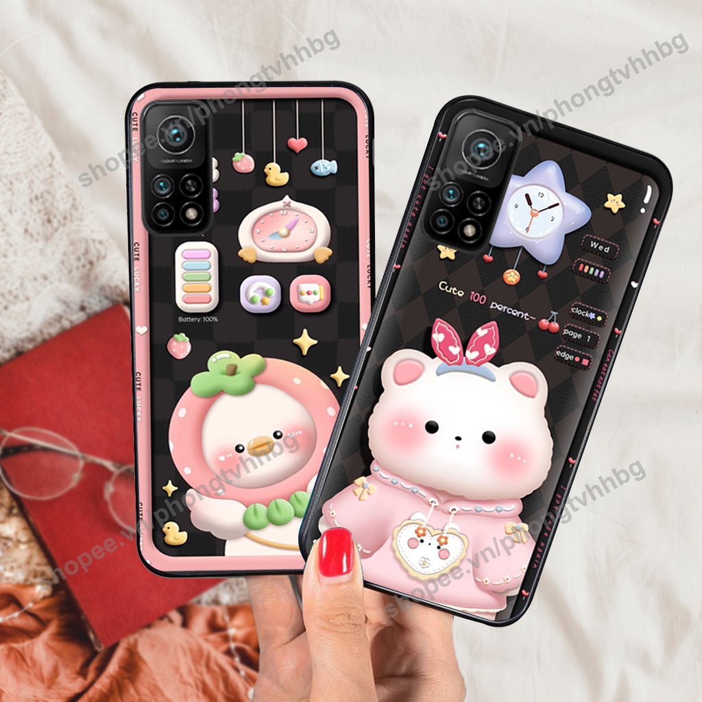 Ốp lưng Xiaomi Mi 10T Pro gấu,thỏ trắng , đồng hồ dễ thương cute cực đẹp