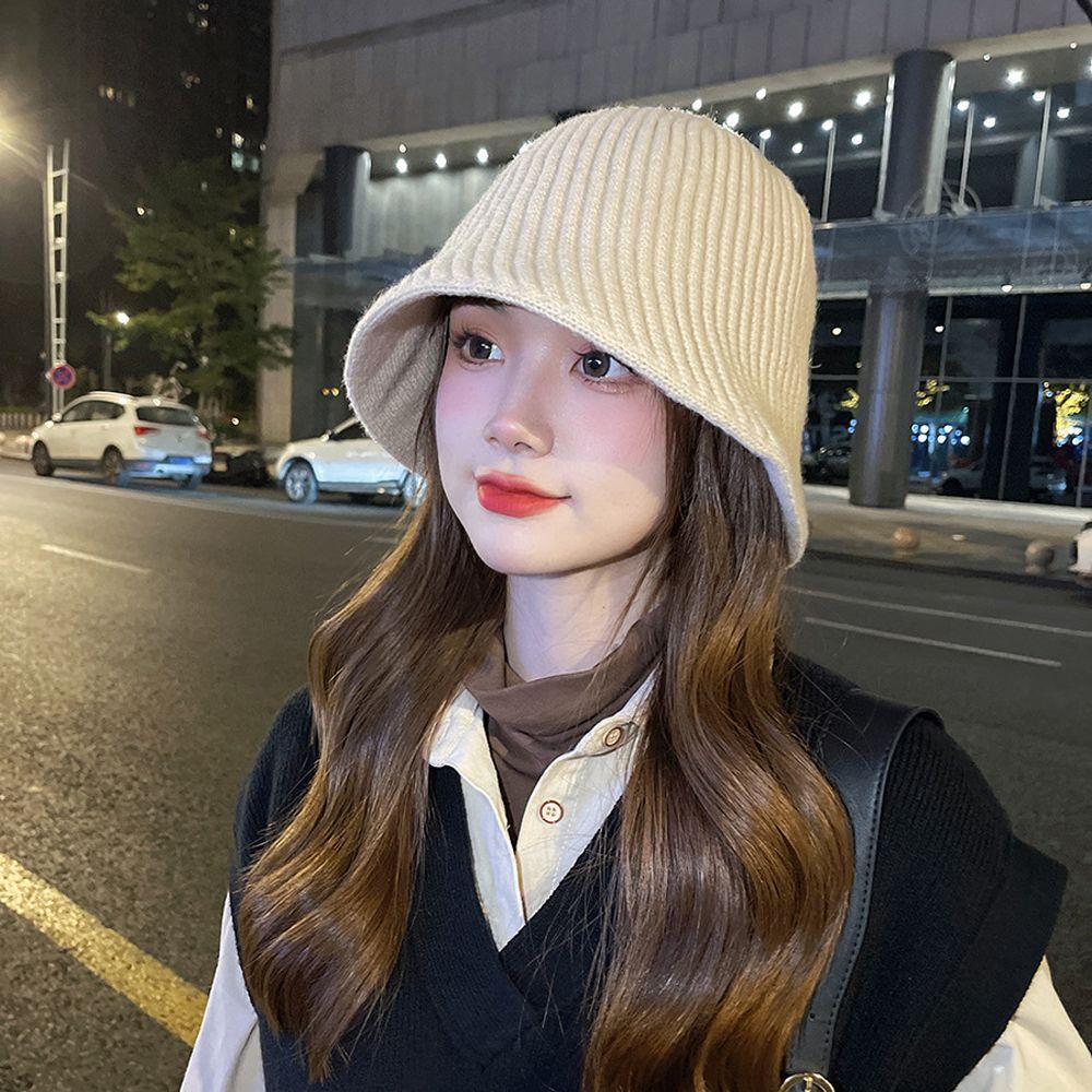 Nón Dệt Kim Màu Trơn Giữ Ấm Tai Mùa Đông Cho Nữ