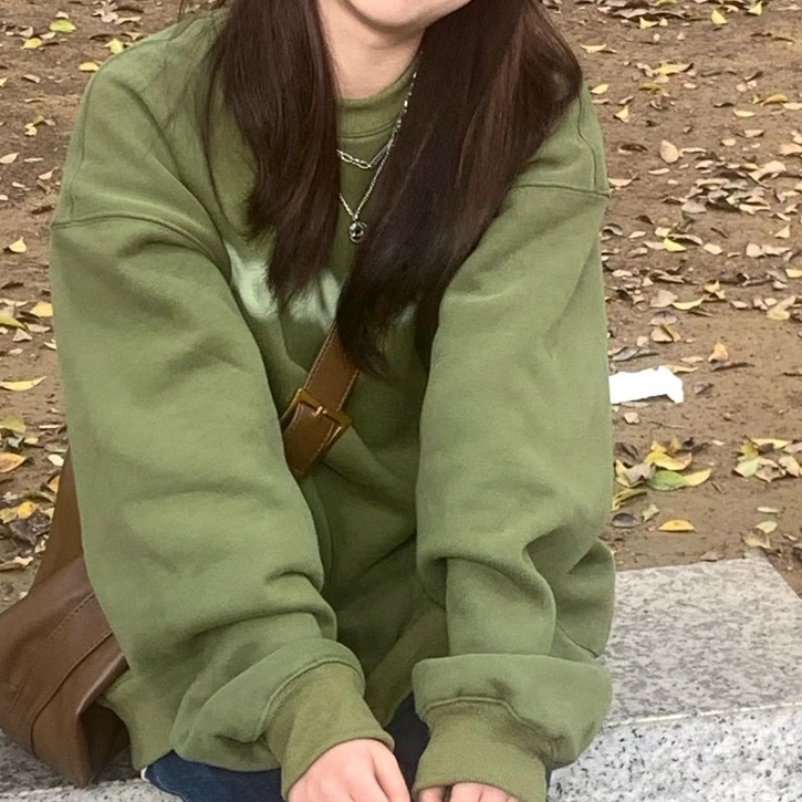 ZHELIHANGFEI Áo Sweater Tay Dài Cổ Tròn Form Rộng Theo Phong Cách Retro